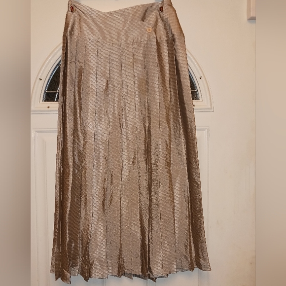 80s Vintage Jac Dale Silver Pleated Maxi Skirt - Picture 11 of 16